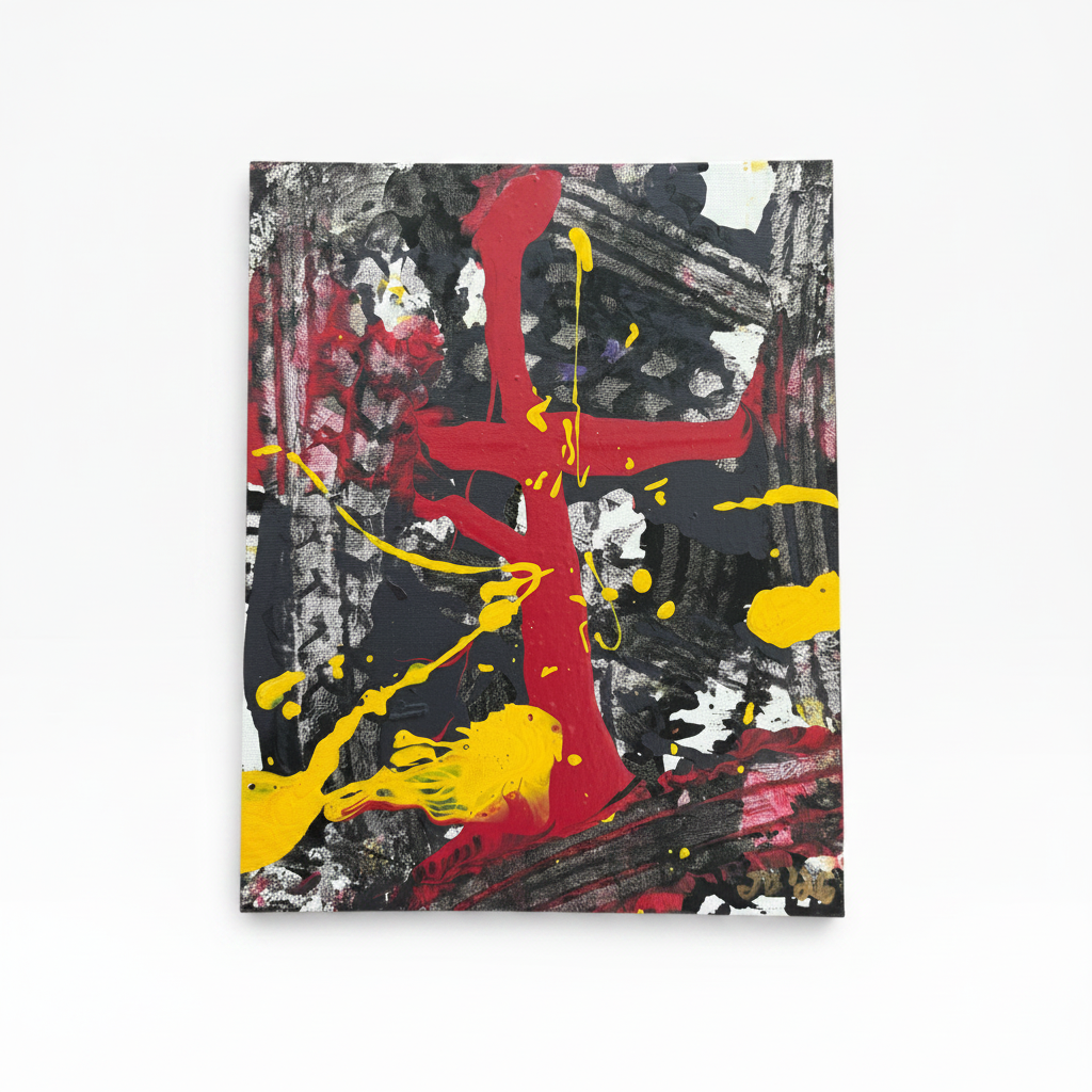 the devils cross - original abstract painting by Jonah Dillon