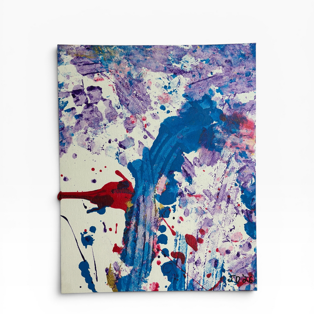 Magenta hummingbird - original abstract painting by Jonah Dillon